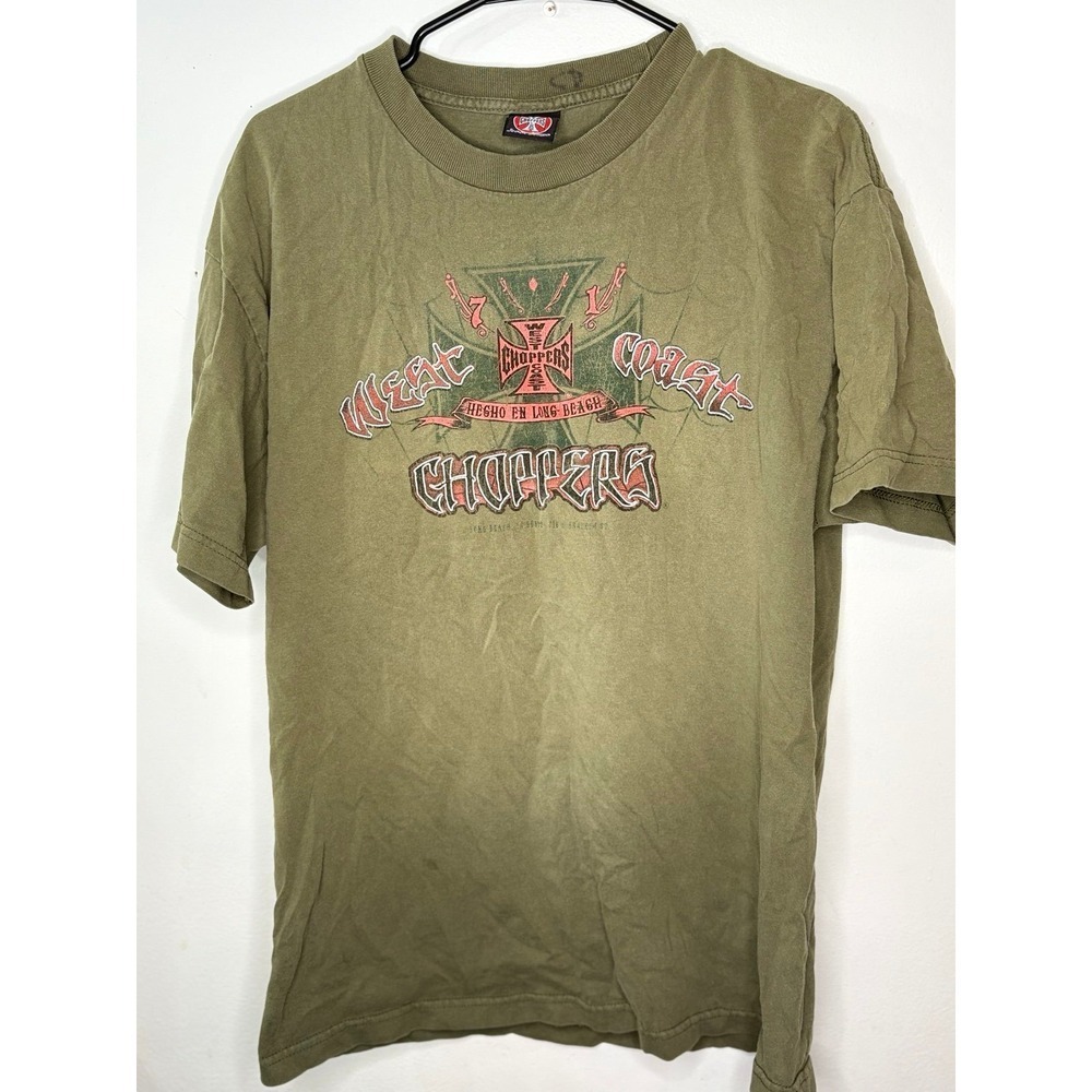 Vintage West Coast Choppers T-Shirt Mens Large Green Hecho En Long Beach